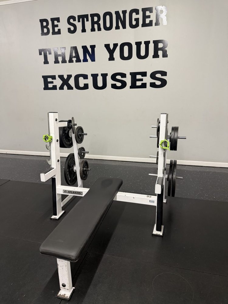 Atlantis flat bench, stronger than your excuses at Phoenix Fitness gym in Toccoa, GA